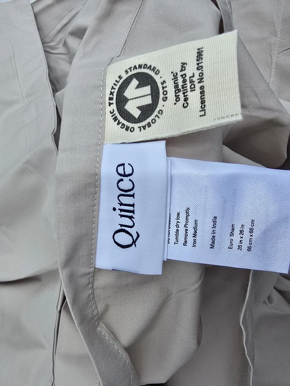 NWOT Quince DOVE Euro Sham Crisp Organic Percale Cotton